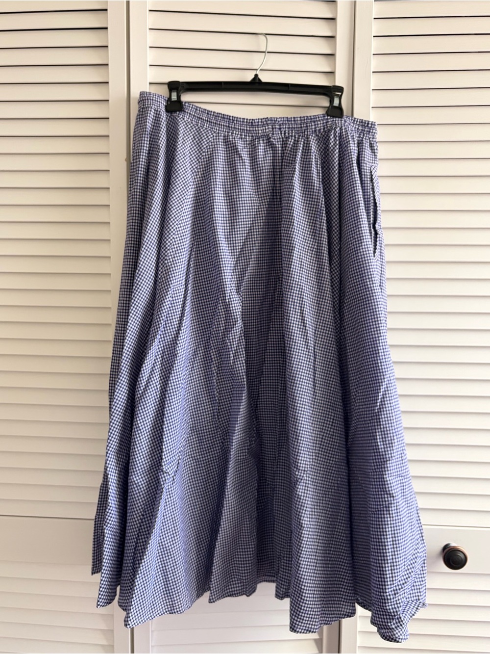 J. Crew Blue Gingham A-Line Skirt with Drawstring - Picture 2 of 7